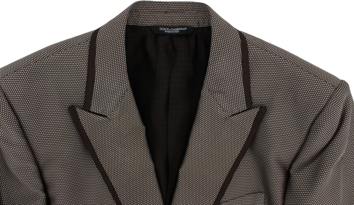 Dolce & Gabbana Brown Slim Fit Silk Two Button Blazer Bruin