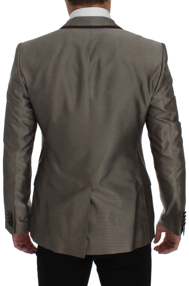 Dolce & Gabbana Brown Slim Fit Silk Two Button Blazer Bruin