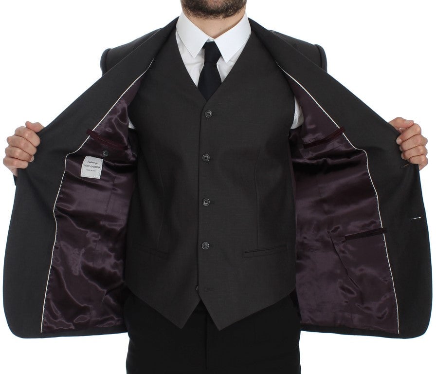 Dolce & Gabbana Gray Slim Fit Linen Blazer Jacket Grijs