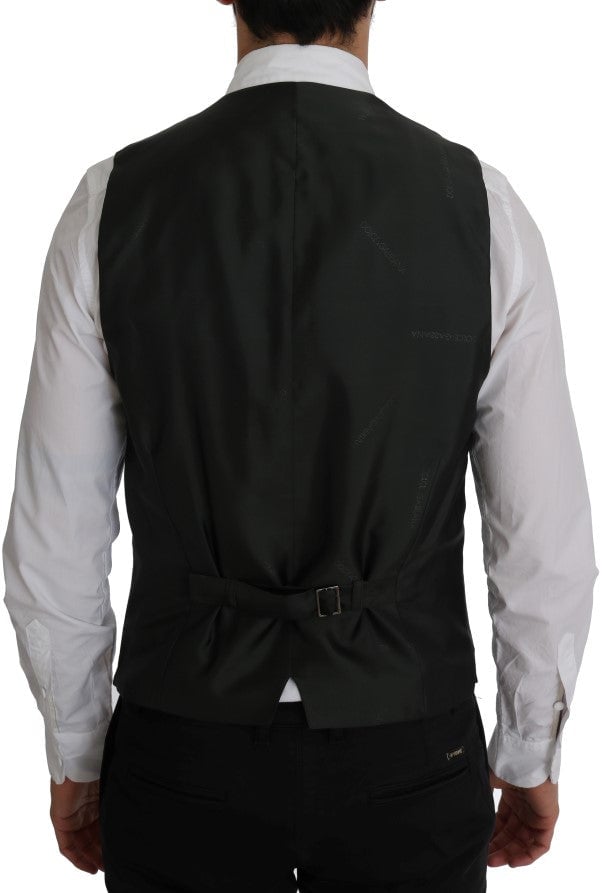 Dolce & Gabbana Black STAFF Cotton Striped Vest Zwart