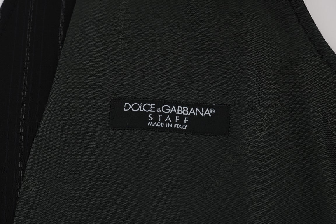 Dolce & Gabbana Black STAFF Cotton Striped Vest Zwart