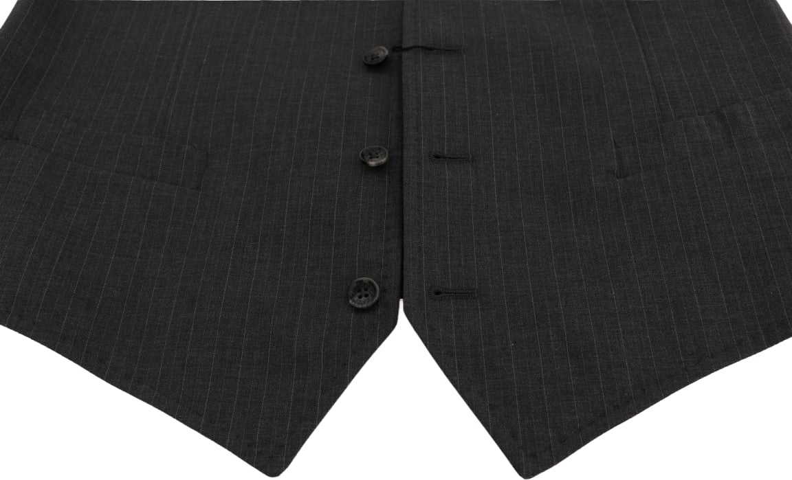 Dolce & Gabbana Gray STAFF Cotton Striped Vest Grijs