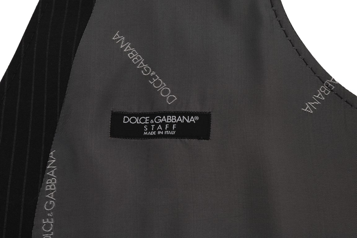 Dolce & Gabbana Gray STAFF Cotton Striped Vest Grijs