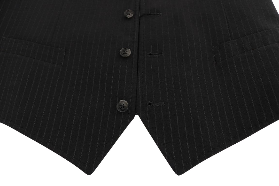 Dolce & Gabbana Gray STAFF Cotton Striped Vest Grijs