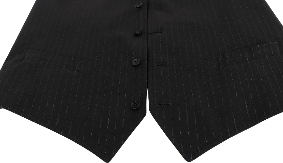 Dolce & Gabbana Gray STAFF Cotton Striped Vest Grijs