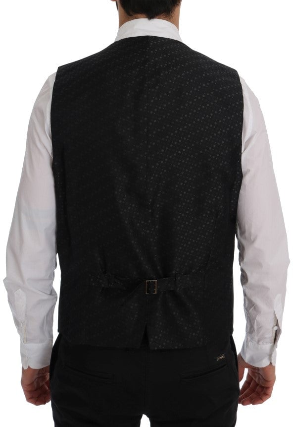 Dolce & Gabbana Gray STAFF Cotton Striped Vest Grijs
