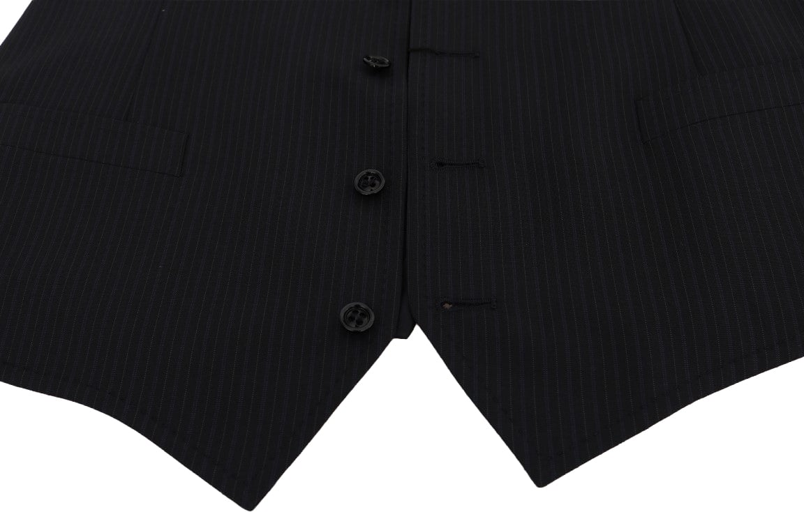 Dolce & Gabbana Black STAFF Wool Striped Vest Zwart
