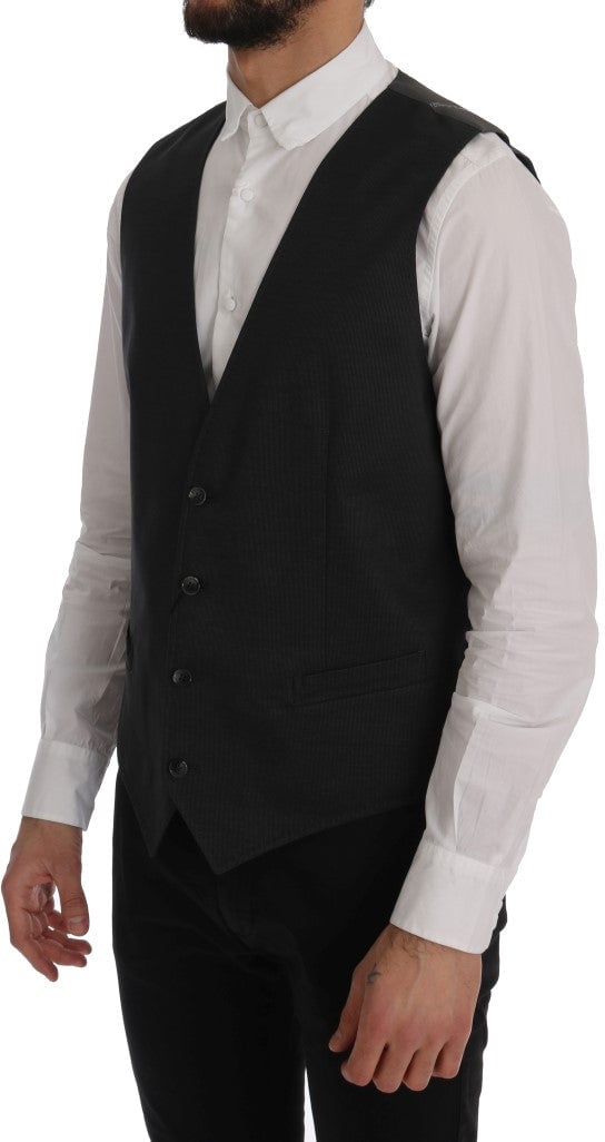 Dolce & Gabbana Gray STAFF Cotton Rayon Vest Grijs
