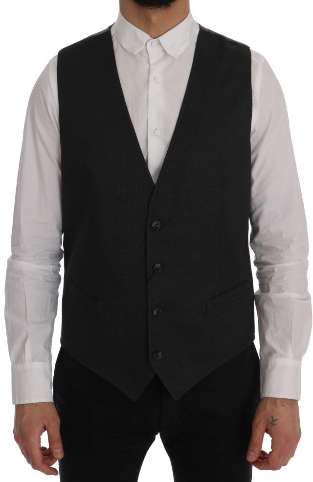 Dolce & Gabbana Gray STAFF Cotton Rayon Vest Grijs