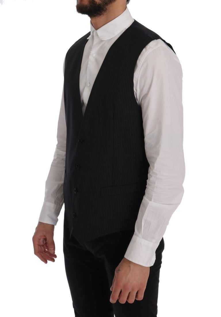 Dolce & Gabbana Gray Wool Stretch Vest Grijs