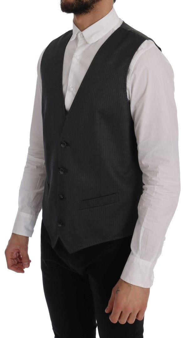 Dolce & Gabbana Gray STAFF Cotton Rayon Vest Grijs