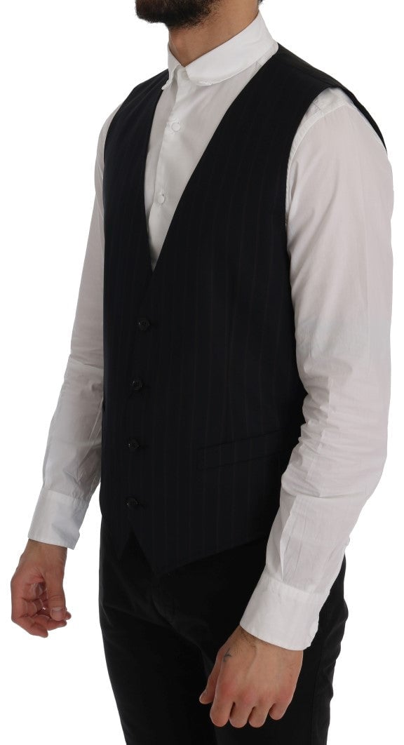 Dolce & Gabbana Blue Wool Stretch Vest Blauw