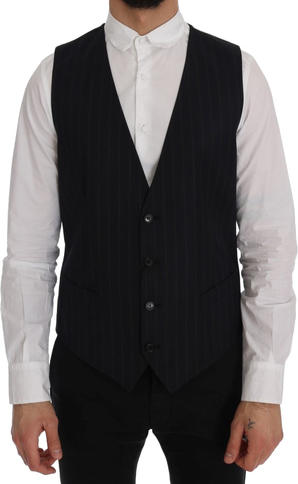 Dolce & Gabbana Blue Wool Stretch Vest Blauw