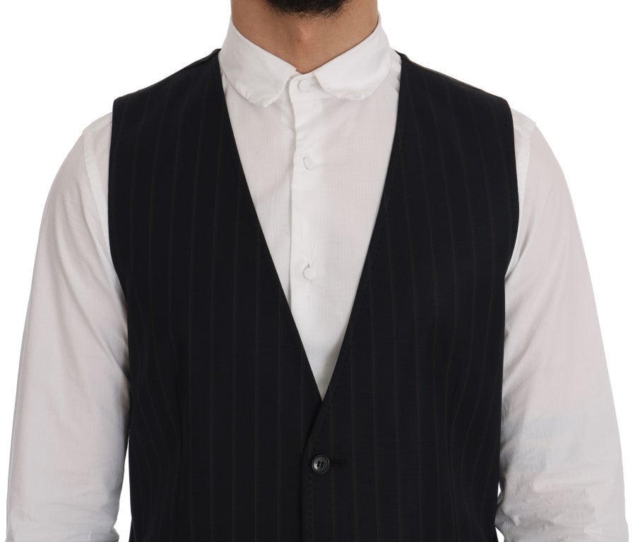 Dolce & Gabbana Blue Wool Stretch Vest Blauw