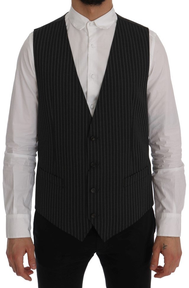 Dolce & Gabbana Gray Wool Stretch Vest Grijs