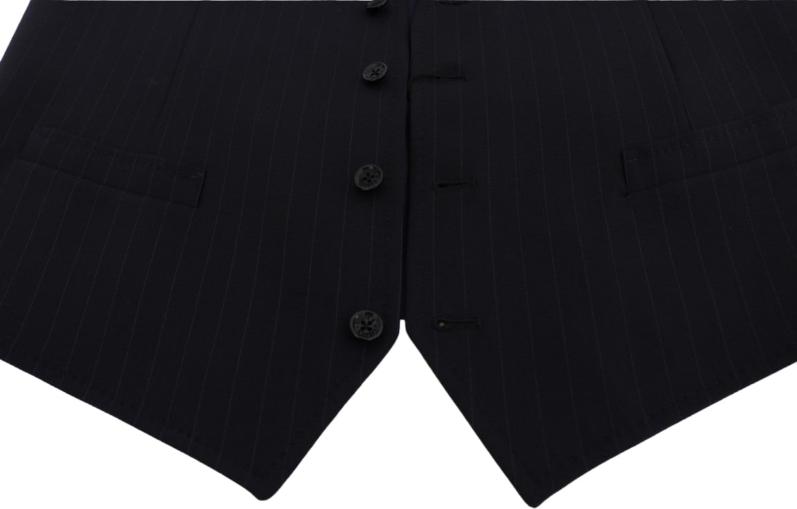 Dolce & Gabbana Blue STAFF Wool Stretch Vest Blauw