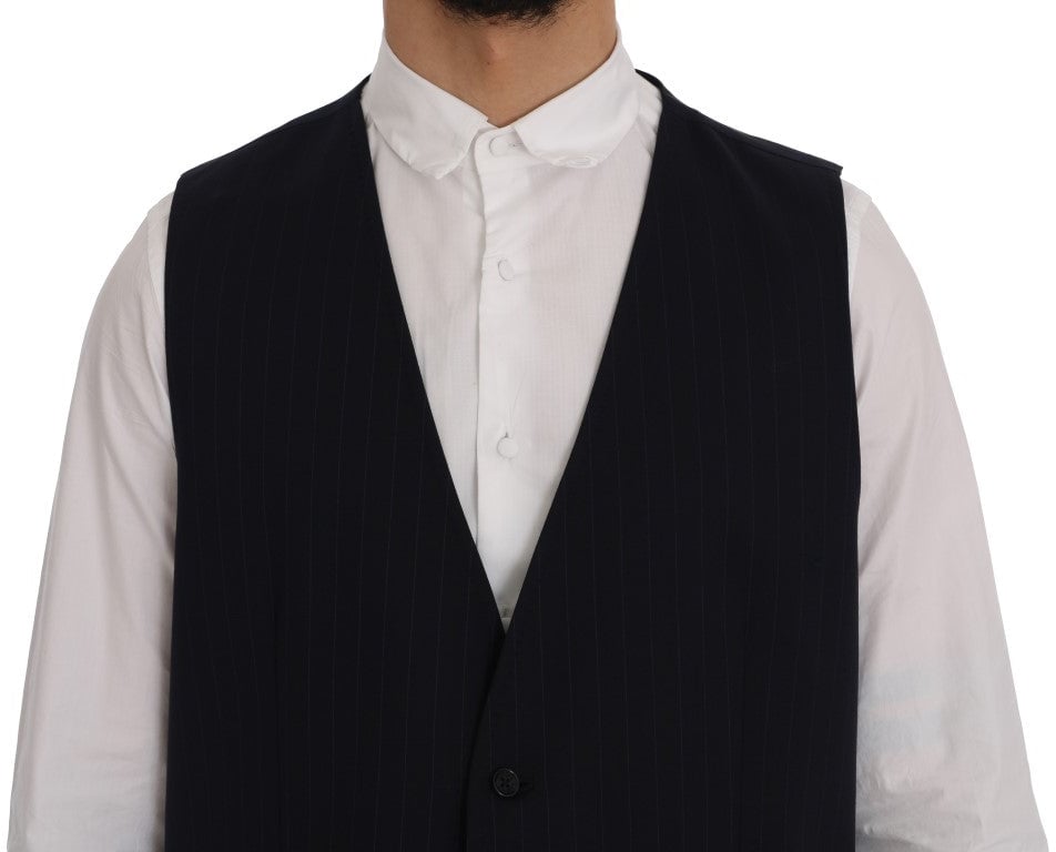 Dolce & Gabbana Blue STAFF Wool Stretch Vest Blauw