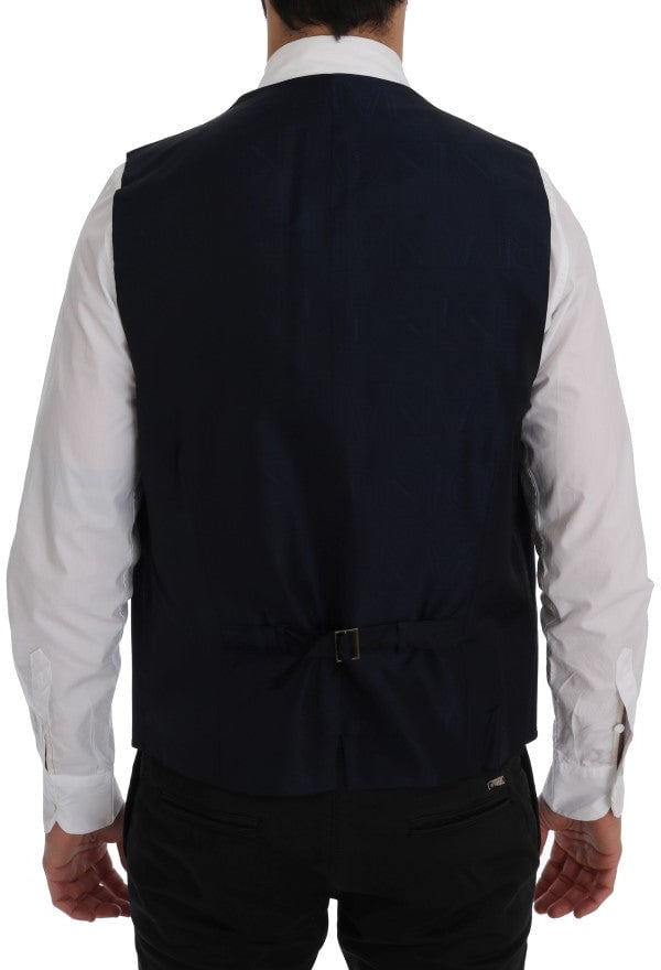 Dolce & Gabbana Blue STAFF Wool Stretch Vest Blauw
