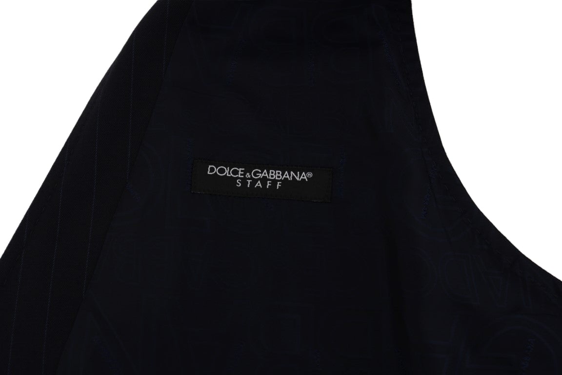 Dolce & Gabbana Blue STAFF Wool Stretch Vest Blauw