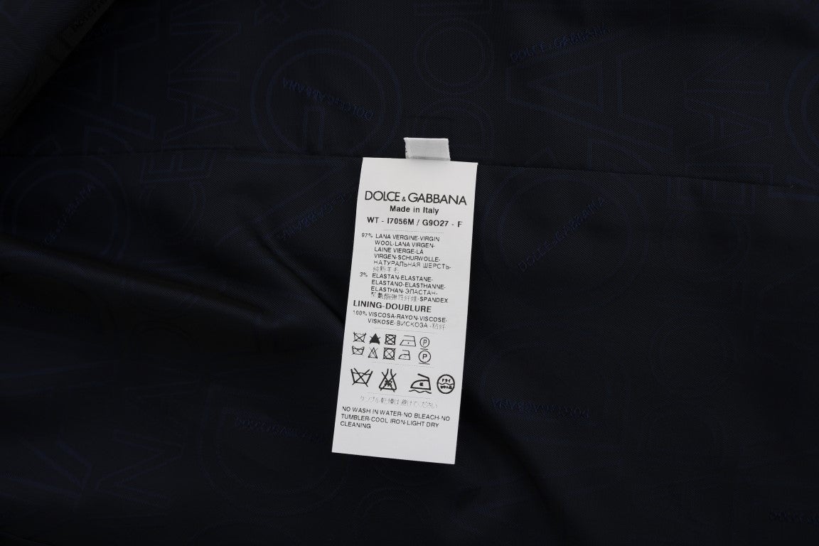 Dolce & Gabbana Blue STAFF Wool Stretch Vest Blauw
