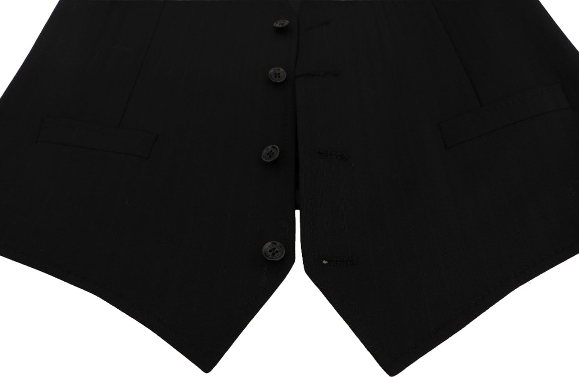 Dolce & Gabbana Black STAFF Wool Stretch Vest Zwart