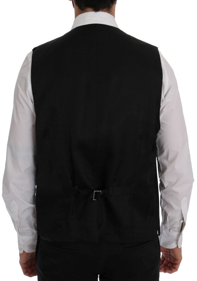 Dolce & Gabbana Black STAFF Wool Stretch Vest Zwart