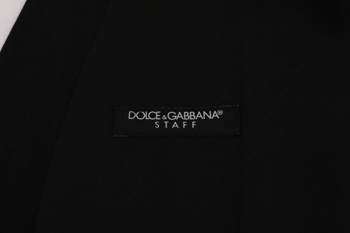Dolce & Gabbana Black STAFF Wool Stretch Vest Zwart