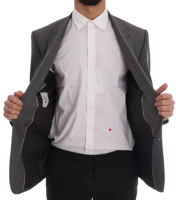 Dolce & Gabbana Gray Wool MARTINI Slim Blazer Grijs