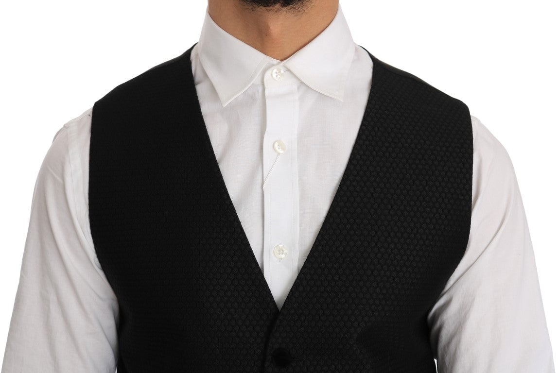 Dolce & Gabbana Black Polka Dot Pattern Vest Zwart