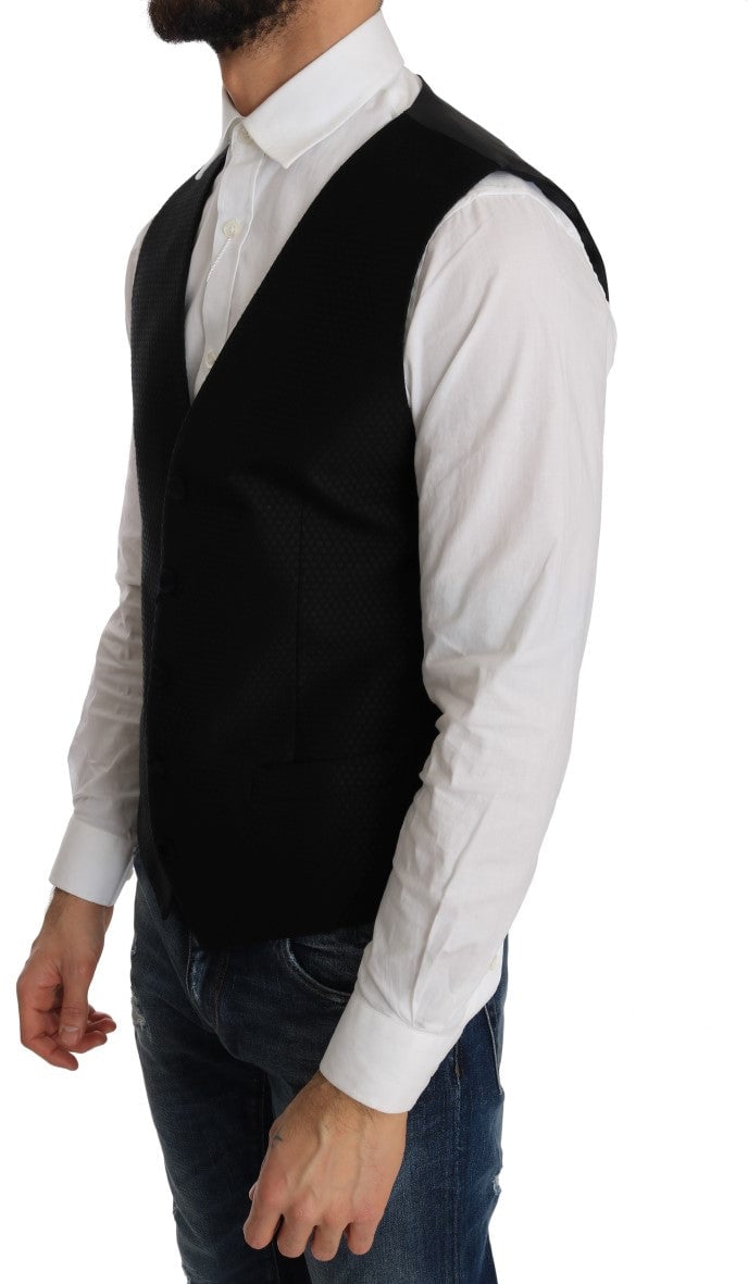 Dolce & Gabbana Black Polka Dot Pattern Vest Zwart