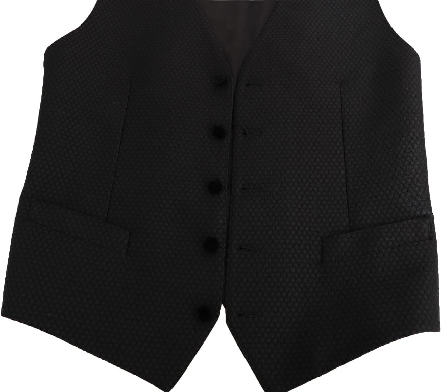 Dolce & Gabbana Black Polka Dot Pattern Vest Zwart
