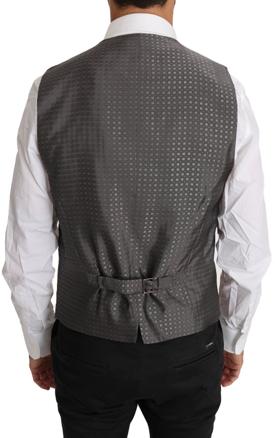 Dolce & Gabbana Brown Wool Silk Waistcoat Vest Bruin