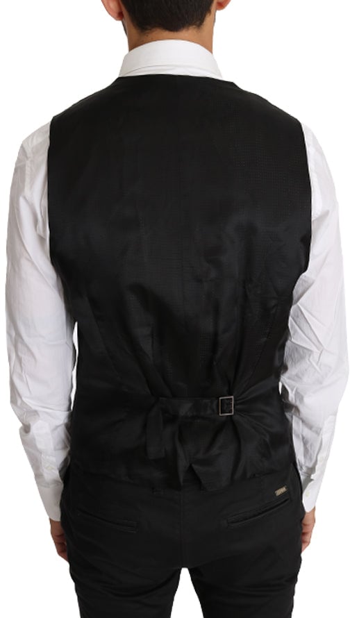 Dolce & Gabbana Gray Solid 100% Wool Waistcoat Vest Grijs