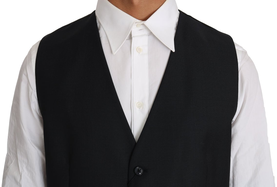 Dolce & Gabbana Gray Wool Silk Waistcoat Vest Grijs