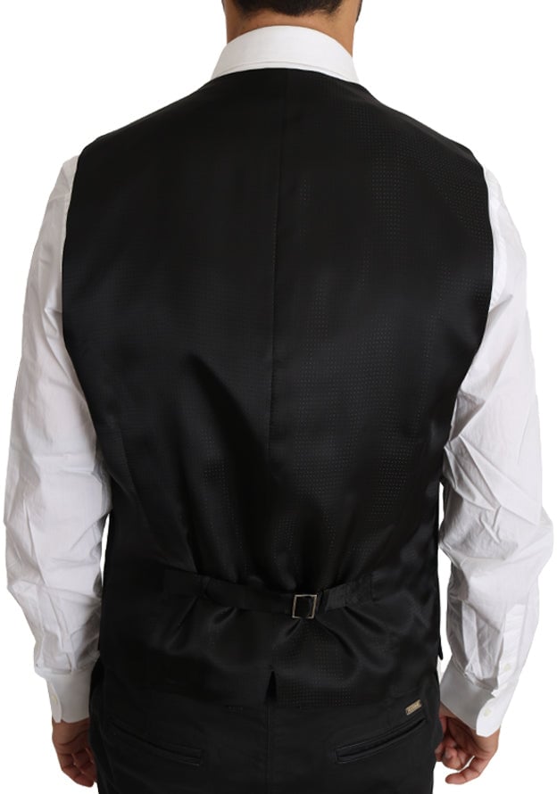 Dolce & Gabbana Gray Wool Silk Waistcoat Vest Grijs