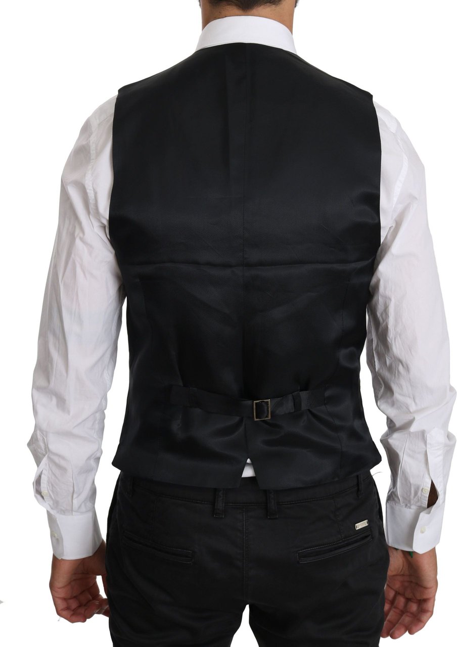 Dolce & Gabbana Blue Wool Waistcoat Formal Gilet Vest Blauw