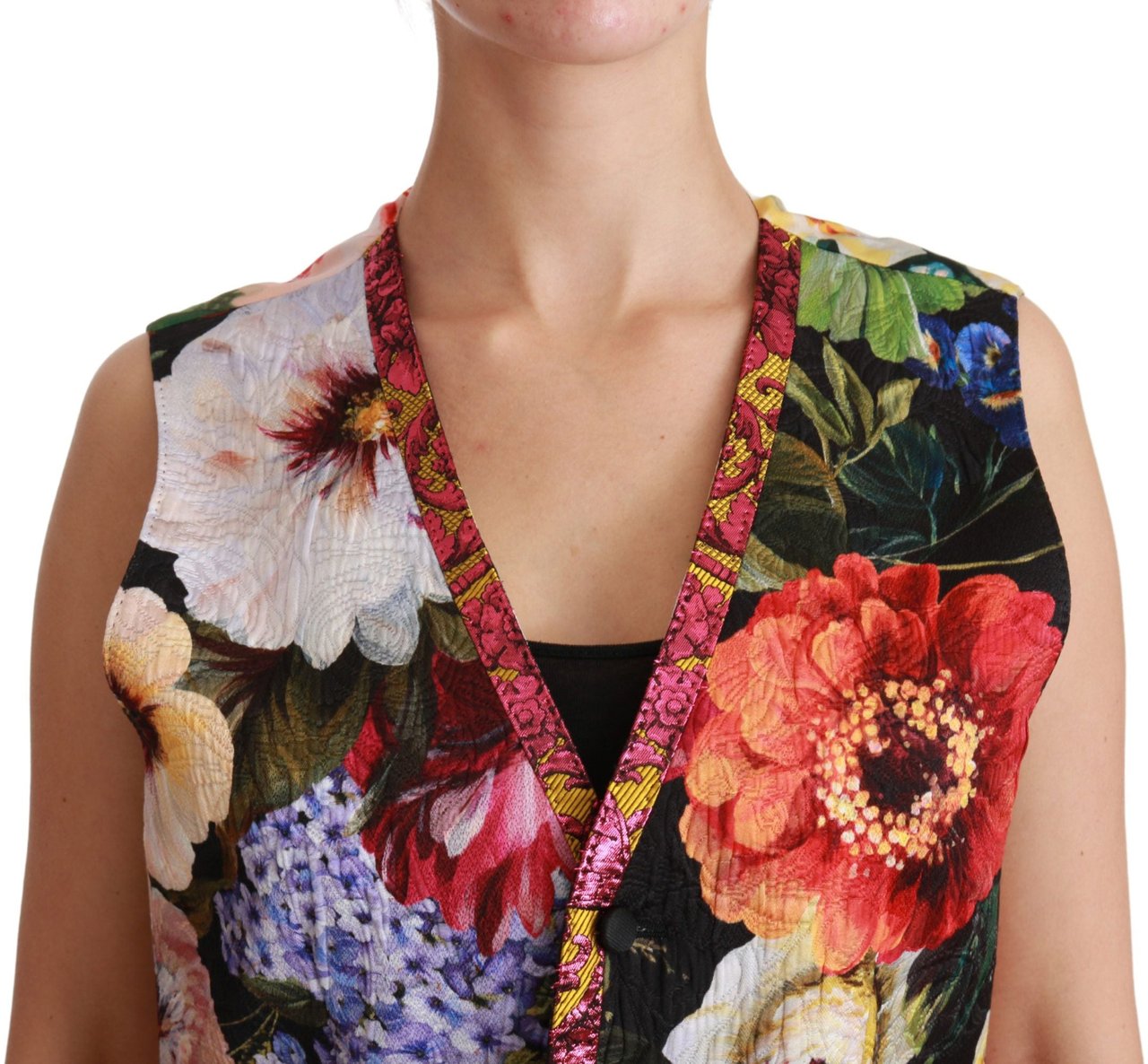 Dolce & Gabbana Multicolor Floral Sleeveless Waistcoat Top Vest Divers