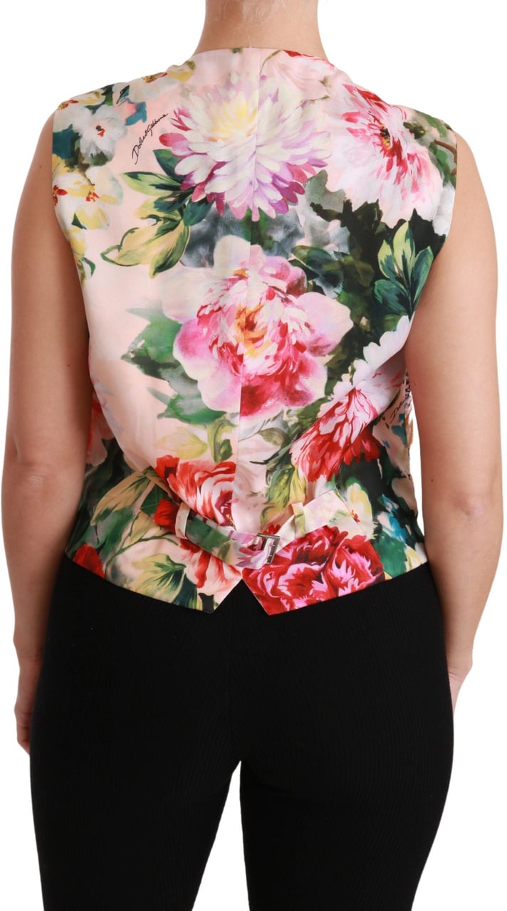 Dolce & Gabbana Multicolor Floral Sleeveless Waistcoat Top Vest Divers