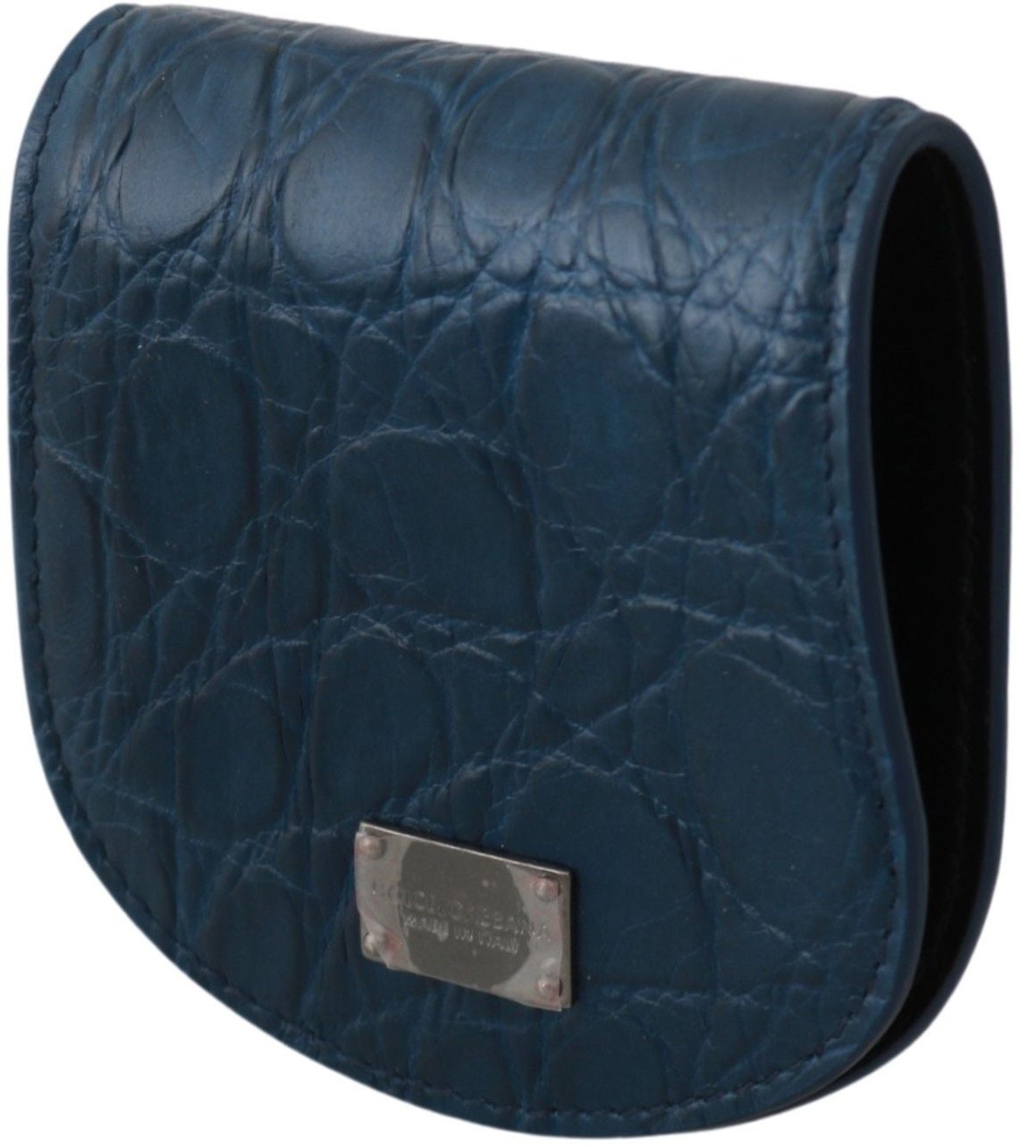 Dolce & Gabbana Blue Leather Holder Pocket Condom Case Blauw