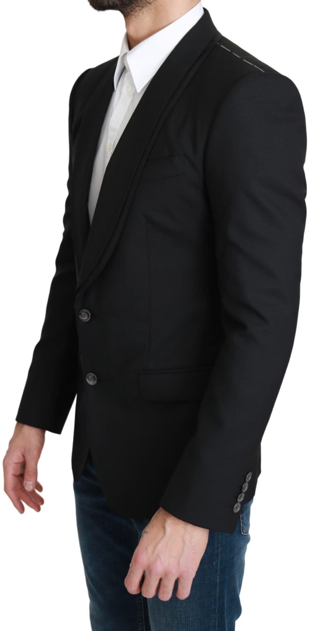 Dolce & Gabbana Black Single Breasted Formal Wool Blazer Zwart