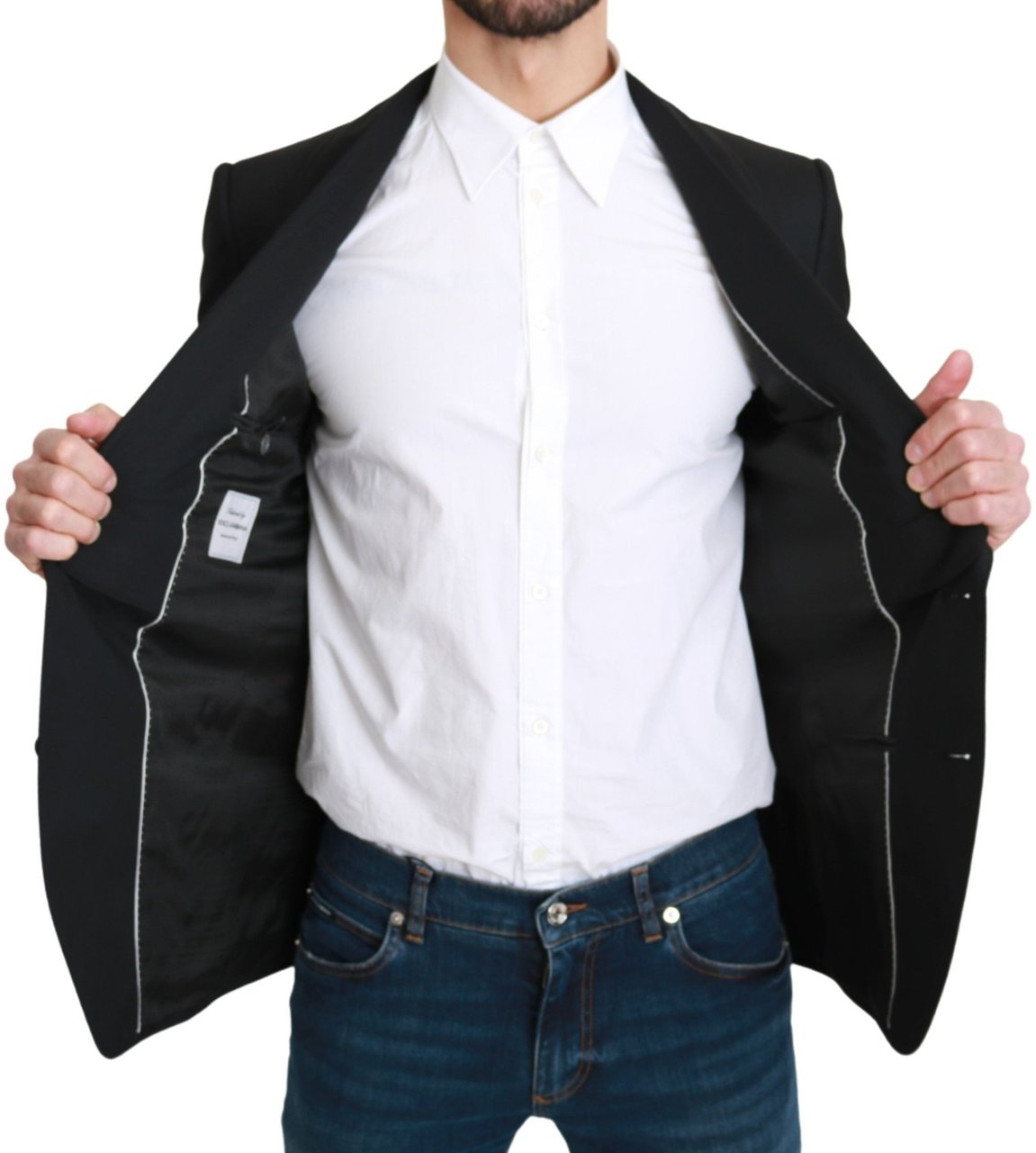 Dolce & Gabbana Black Single Breasted Formal Wool Blazer Zwart