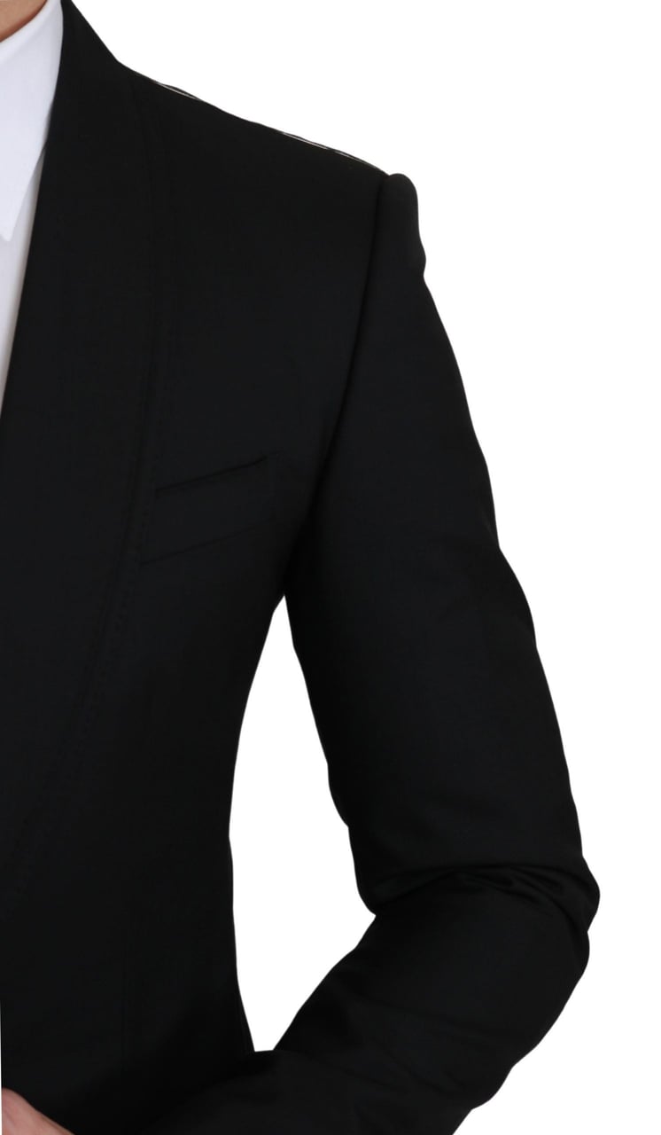 Dolce & Gabbana Black Single Breasted Formal Wool Blazer Zwart