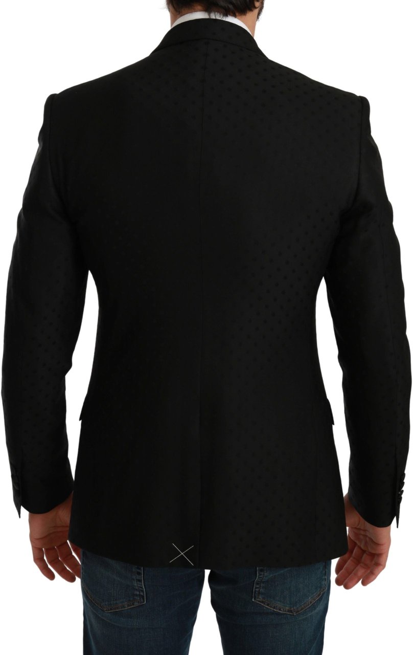 Dolce & Gabbana Black Slim Fit Coat Jacket MARTINI Blazer Zwart