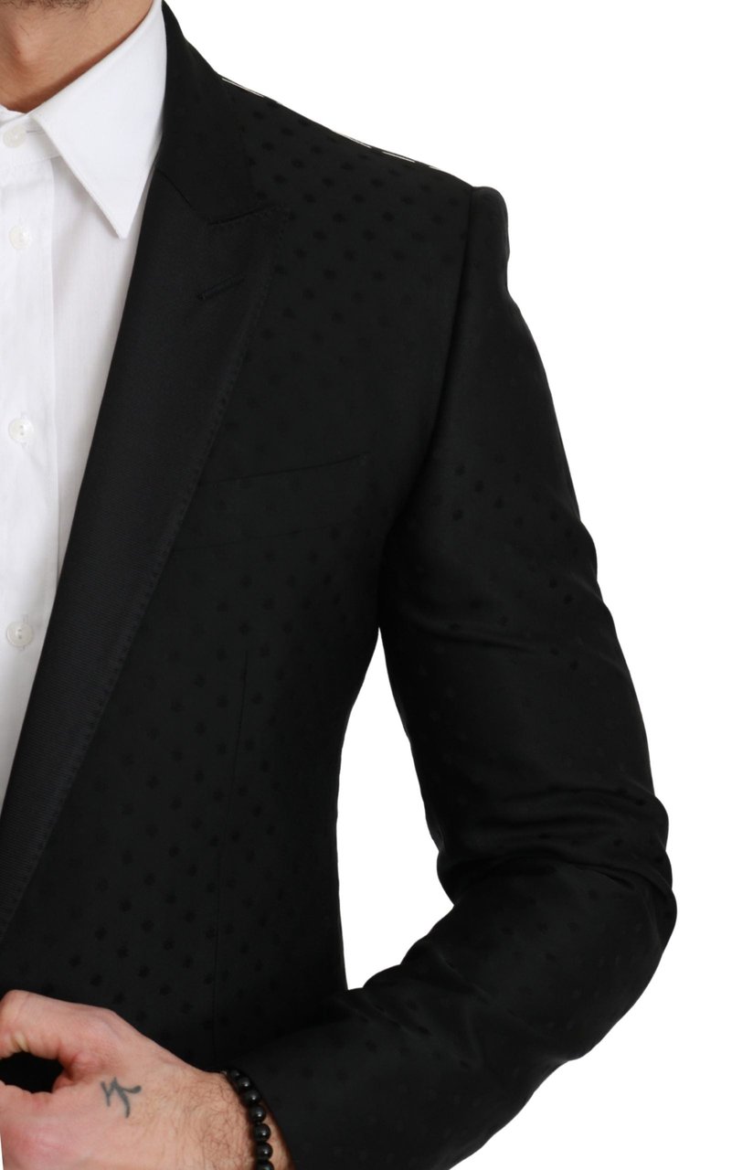 Dolce & Gabbana Black Slim Fit Coat Jacket MARTINI Blazer Zwart