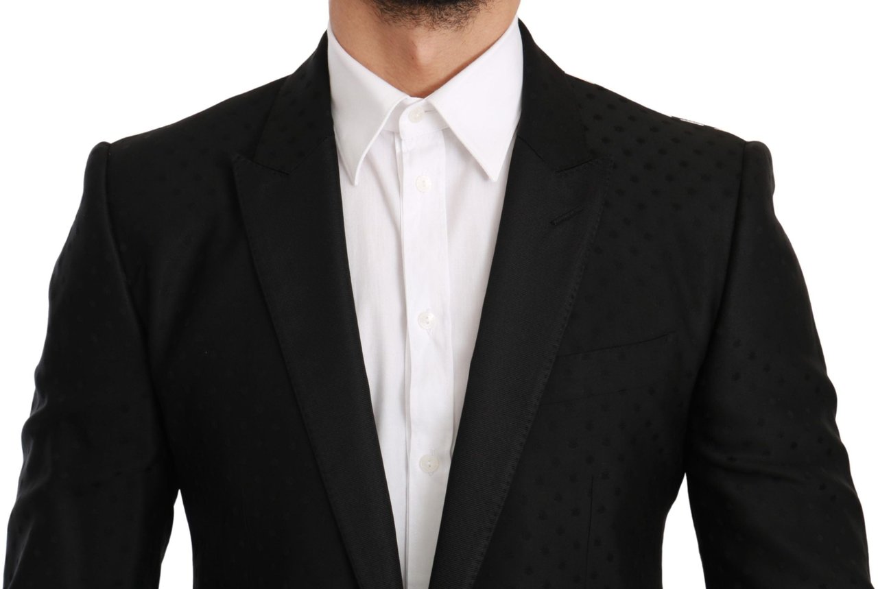 Dolce & Gabbana Black Slim Fit Coat Jacket MARTINI Blazer Zwart