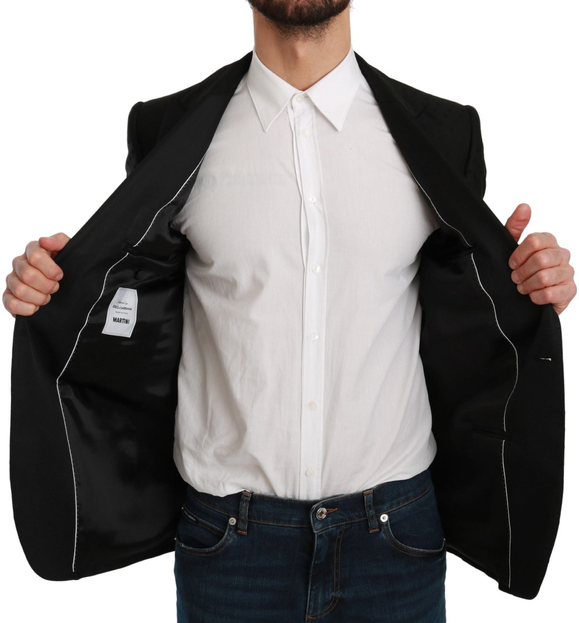 Dolce & Gabbana Black Slim Fit Coat Jacket MARTINI Blazer Zwart