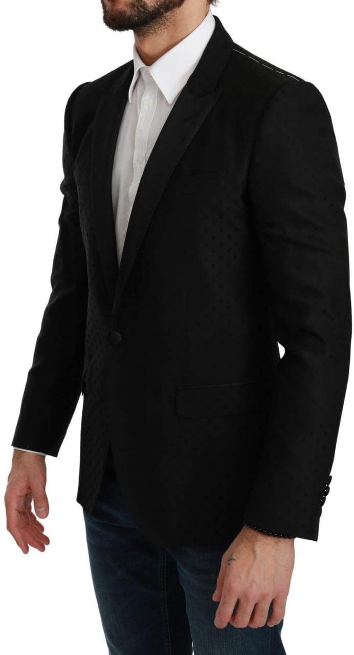 Dolce & Gabbana Black Slim Fit Coat Jacket MARTINI Blazer Zwart