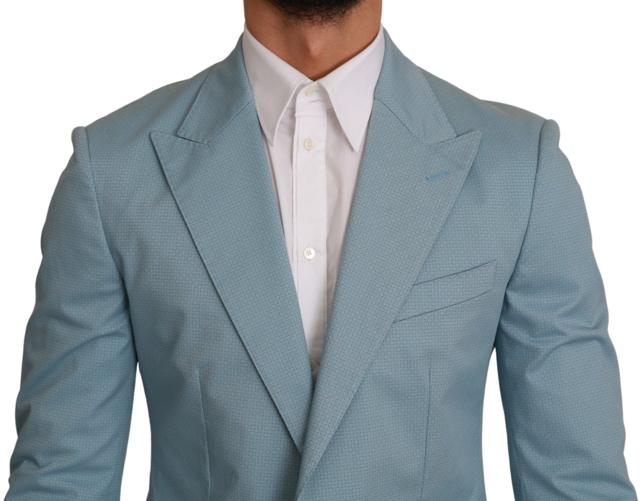 Dolce & Gabbana Blue Slim Fit Coat Jacket MARTINI Blazer Blauw