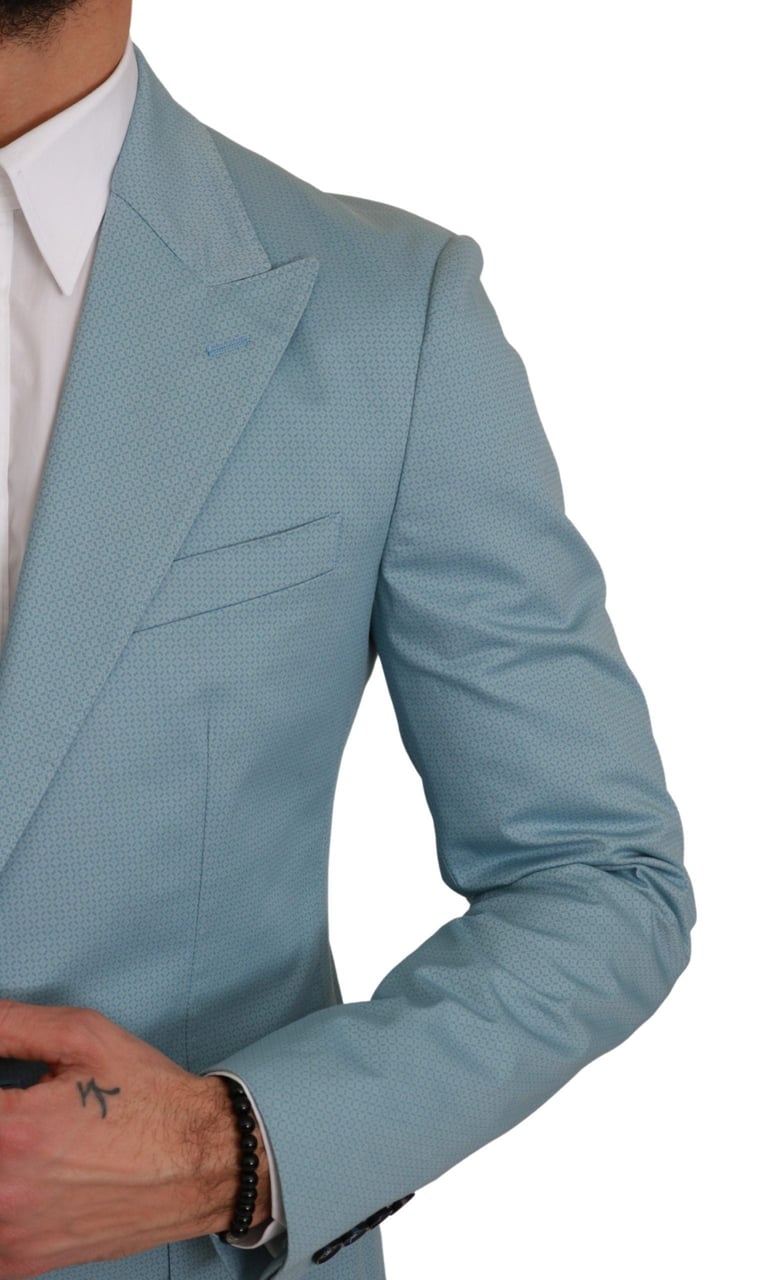 Dolce & Gabbana Blue Slim Fit Coat Jacket MARTINI Blazer Blauw