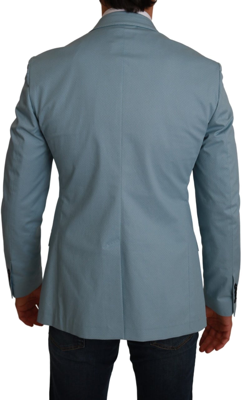 Dolce & Gabbana Blue Slim Fit Coat Jacket MARTINI Blazer Blauw